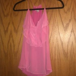 Banana republic pink silk top with button details